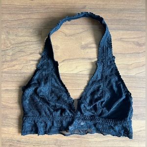 PINK Black Lace Halter Bralette Size Small